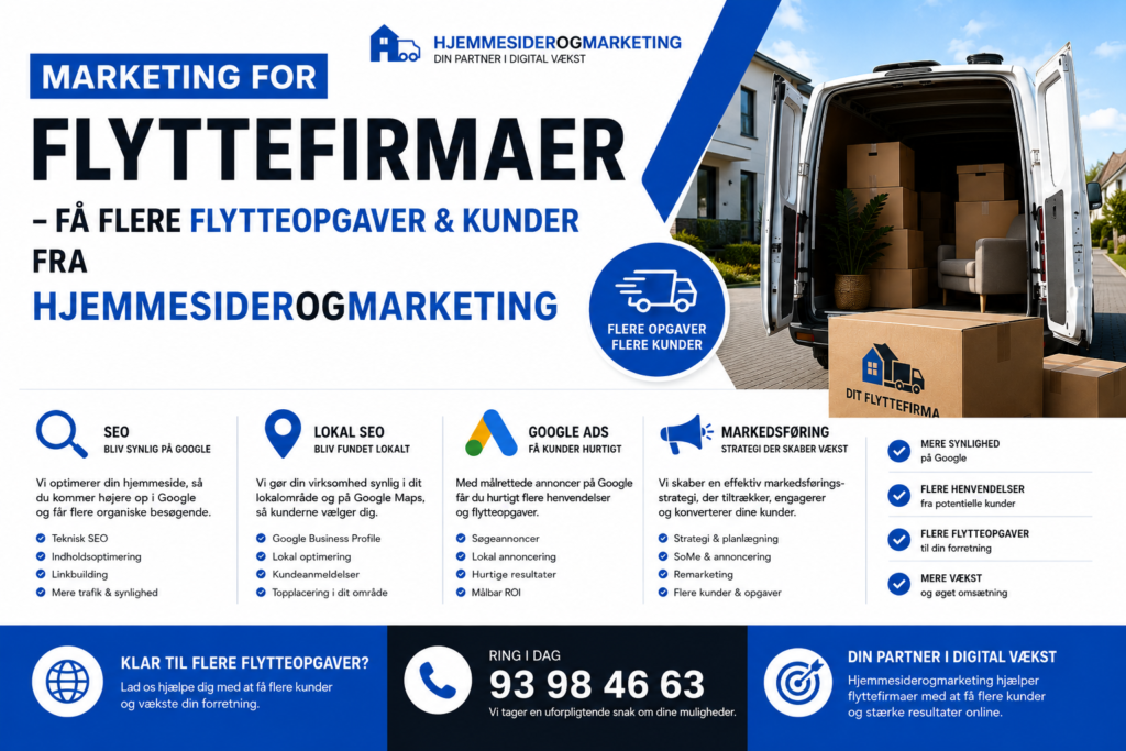 Hjemmeside og Markedsføring for Flyttefirma